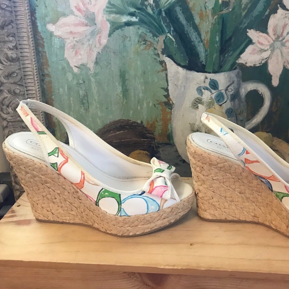 Coach Multicolor Floral Print Espadrille Wedges - Picture 4 of 9